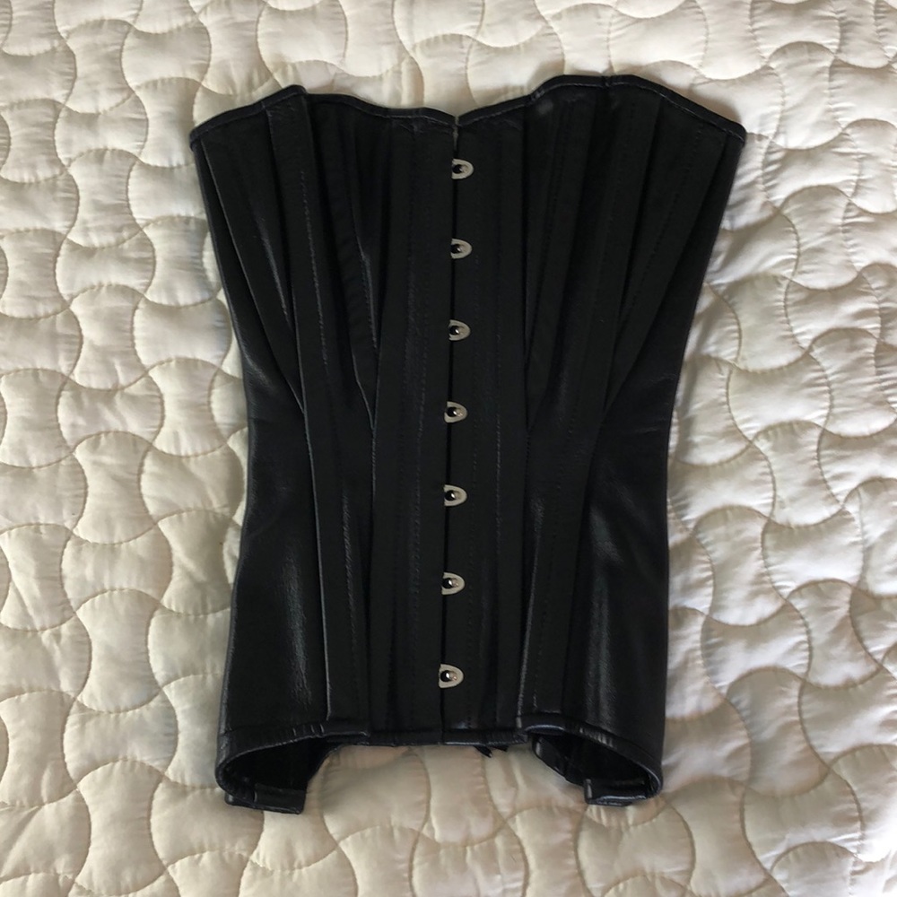 Stormy Leather black leather over bust corset